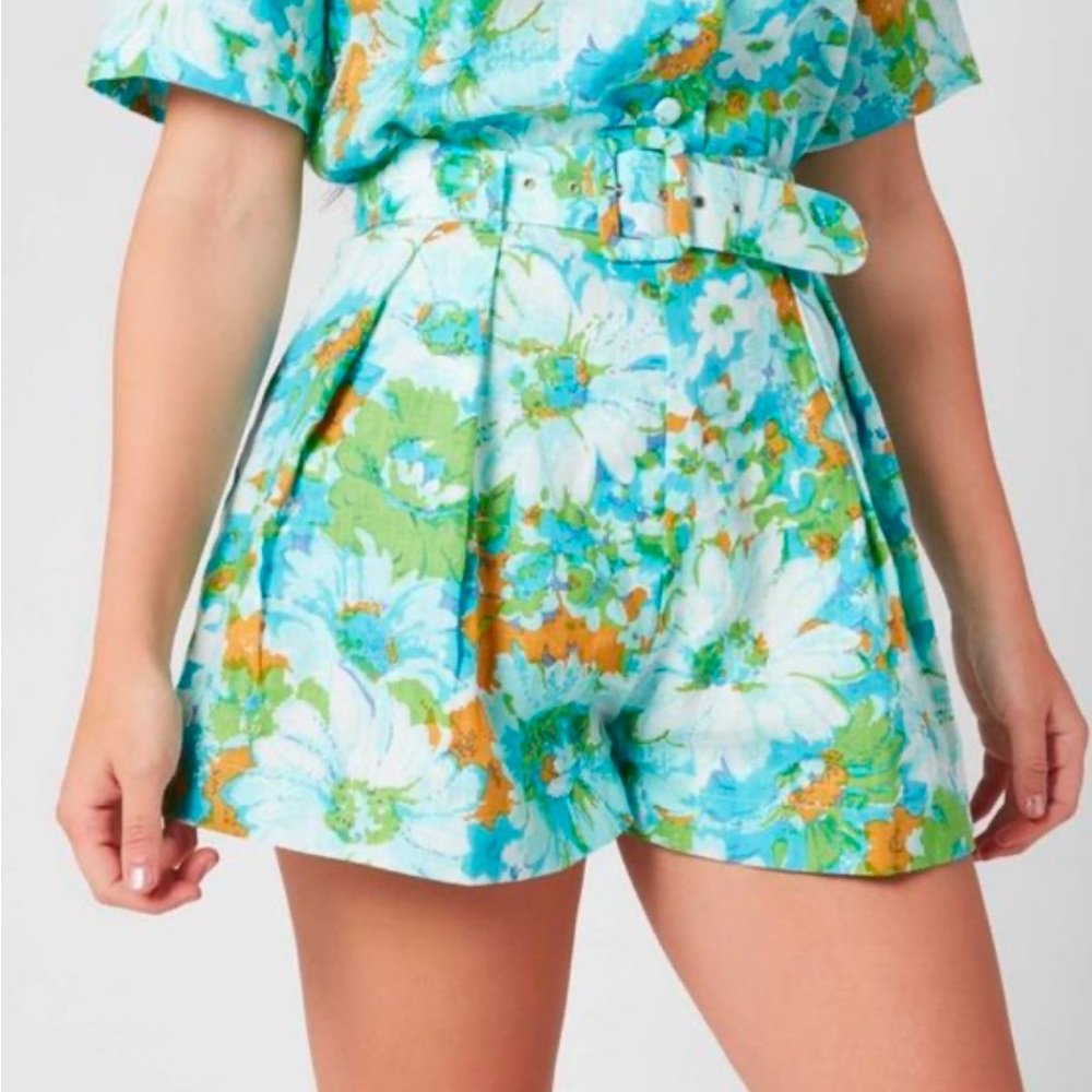 FAITHFULL THE BRAND Priscilla Floral Linen‎ Shorts Womens SIZE 2 Daisy retro
